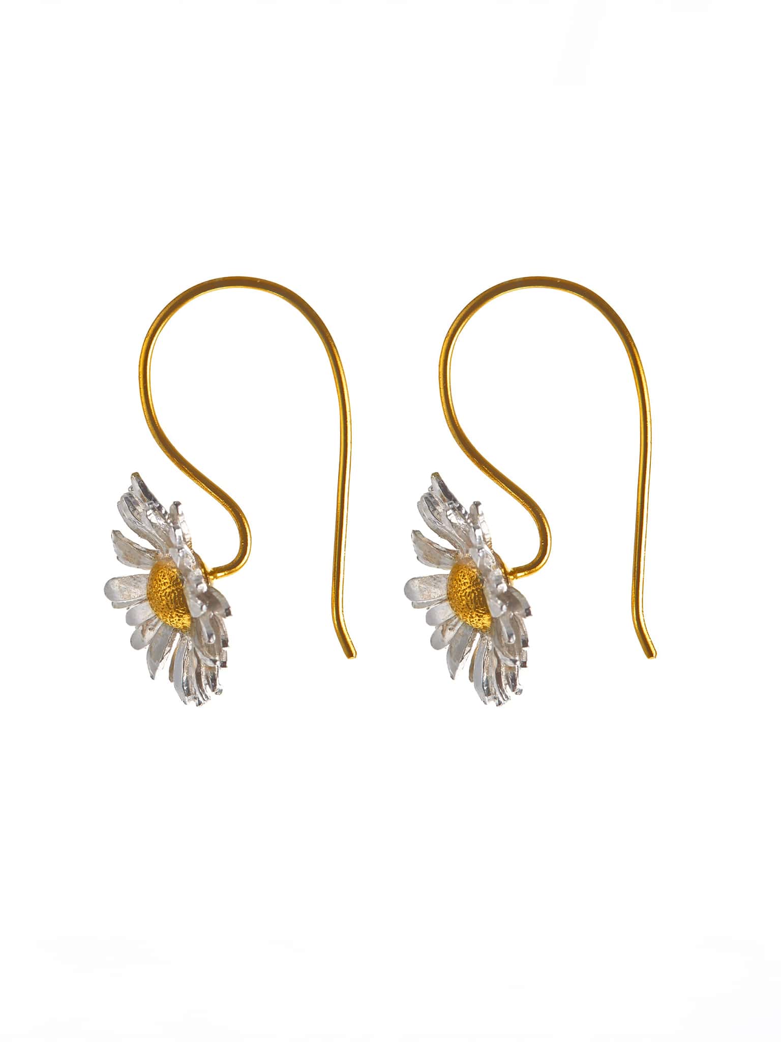 Alex Monroe 22 carat Gold Vermeil & Sterling Silver Big Daisy Hook Earrings