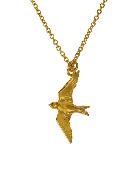 Alex Monroe 22 carat Yellow Gold Vermeil Flying Swallow Necklace