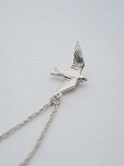 Alex Monroe Sterling Silver Flying Swallow Necklace