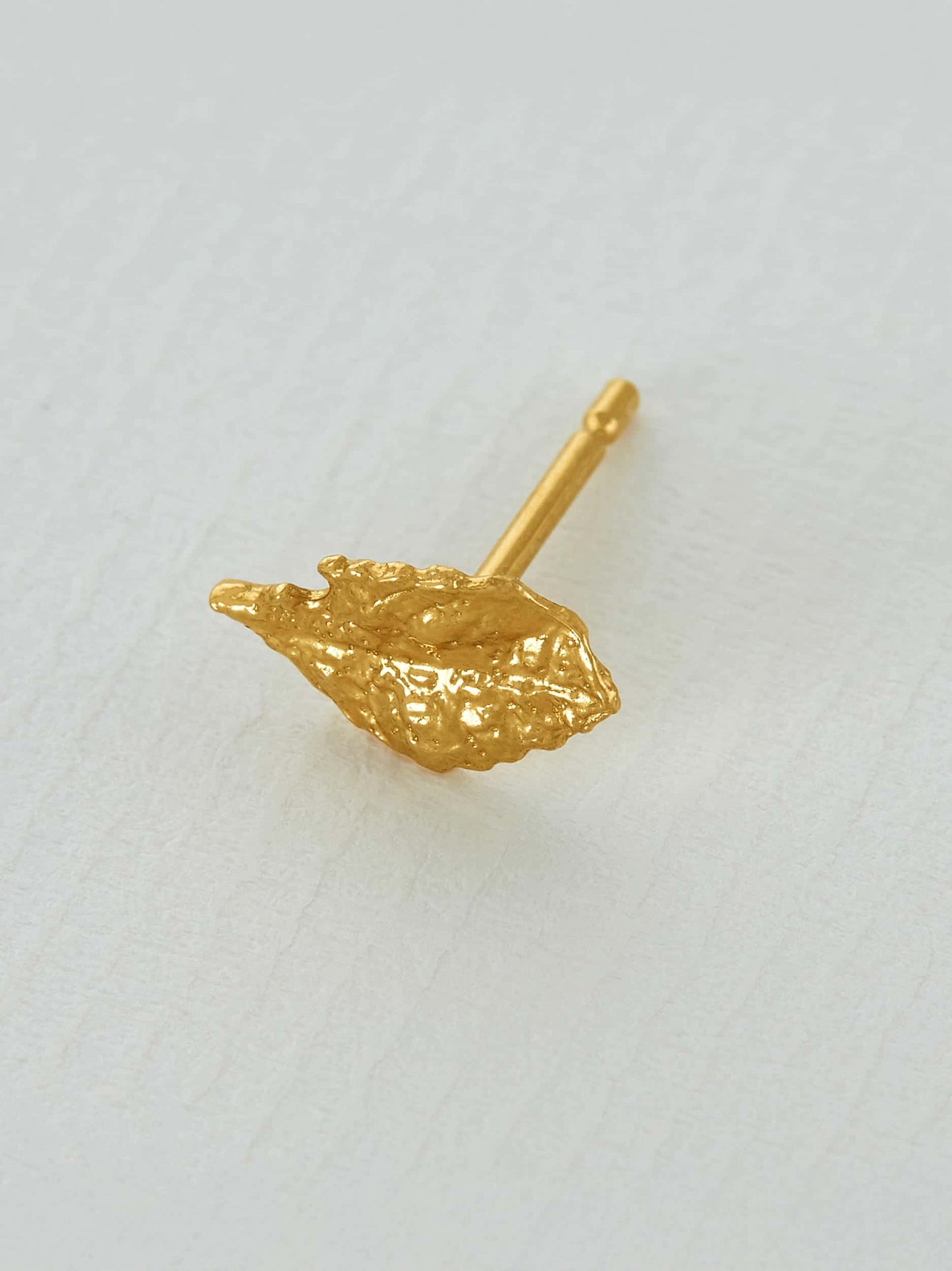 Alex Monroe 22 carat Gold Vermeil Mint Leaf Single Stud Earring