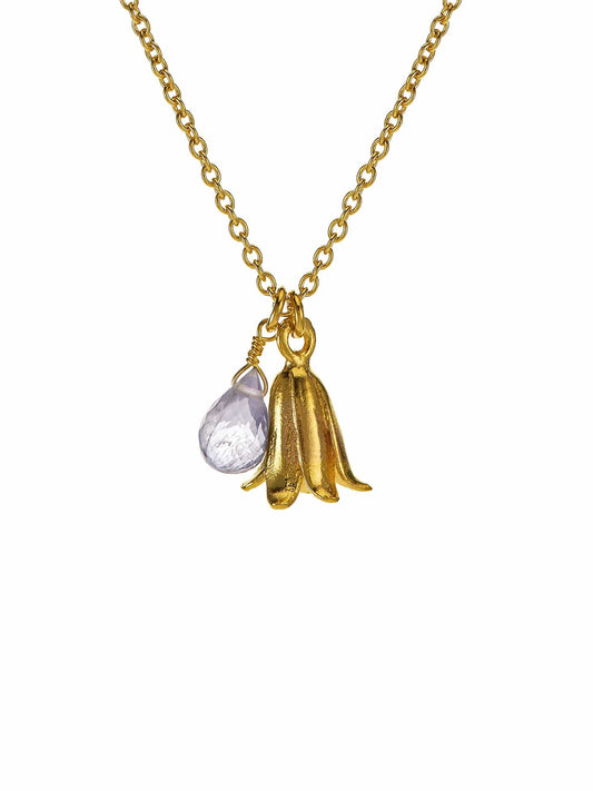 Alex Monroe Sterling Silver & Gold Vermeil Little Bluebell Necklace With Blue Iolite Stone