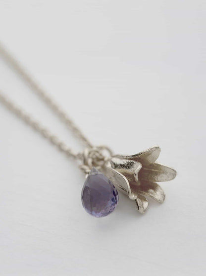 Alex Monroe Sterling Silver Little Bluebell Necklace With Blue Iolite Stone