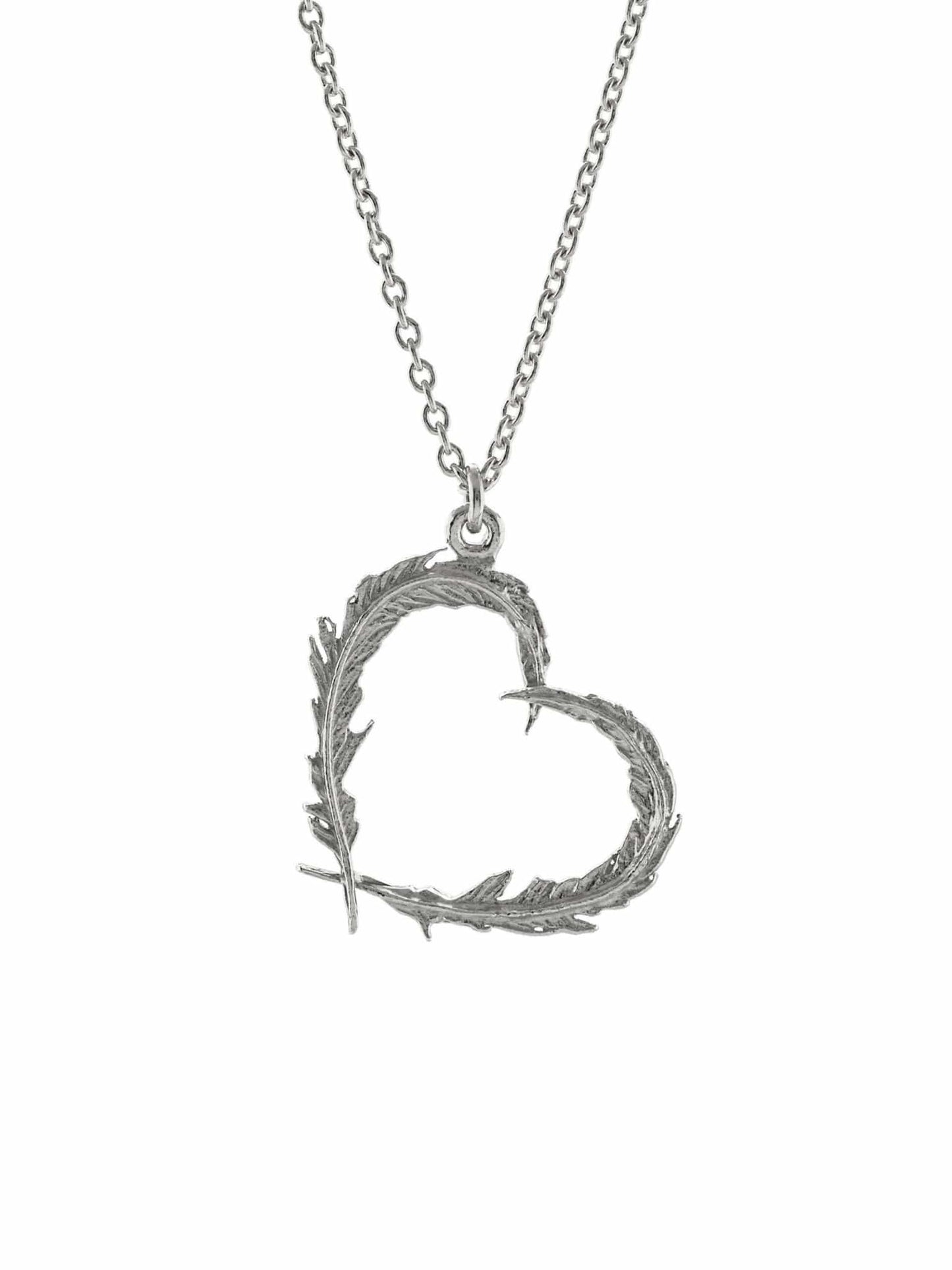 Sterling Silver Delicate Feather Heart Necklace