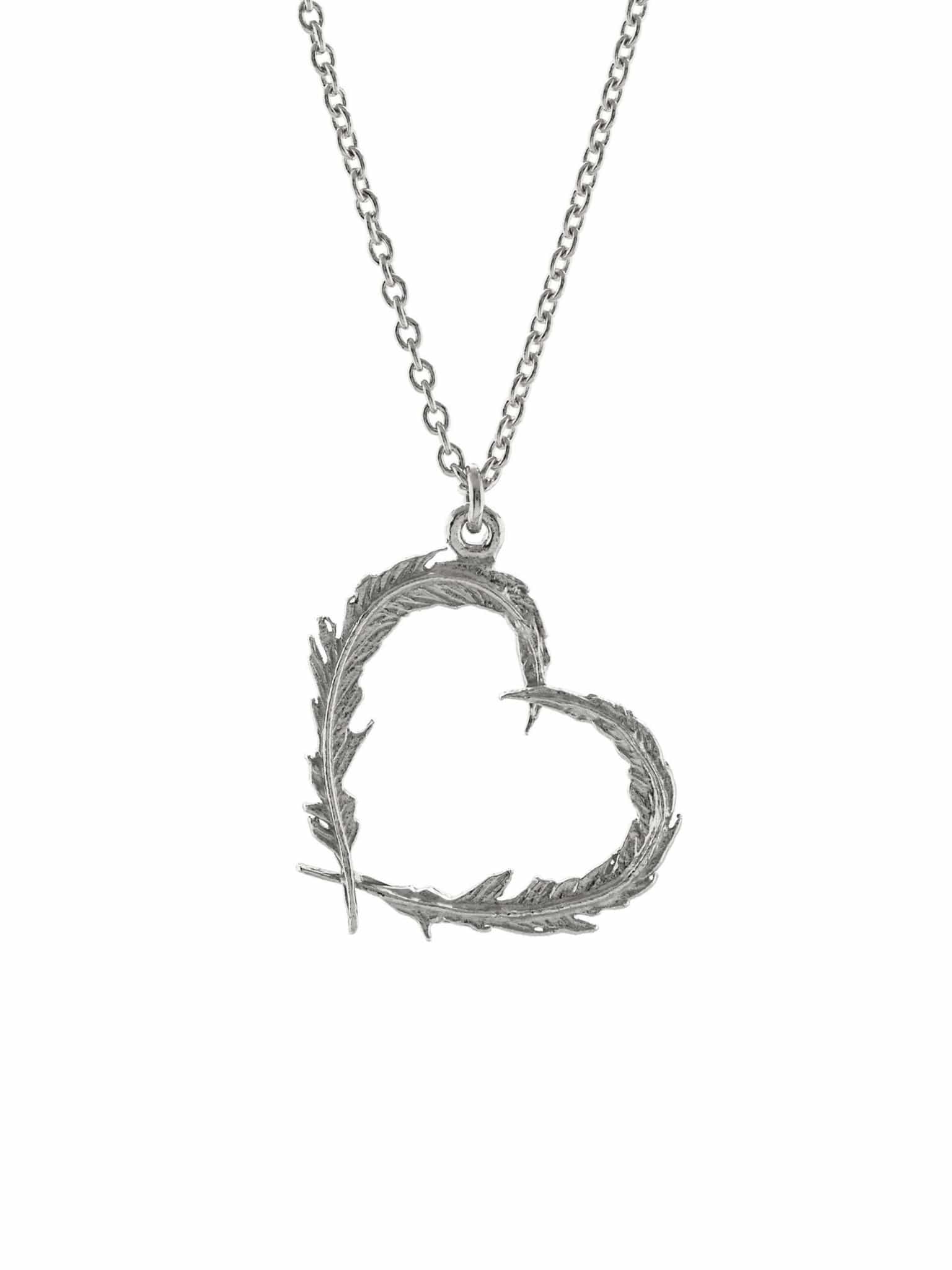 Sterling Silver Delicate Feather Heart Necklace