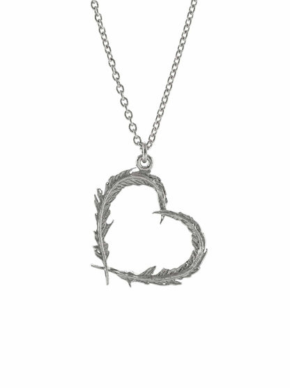 Sterling Silver Delicate Feather Heart Necklace