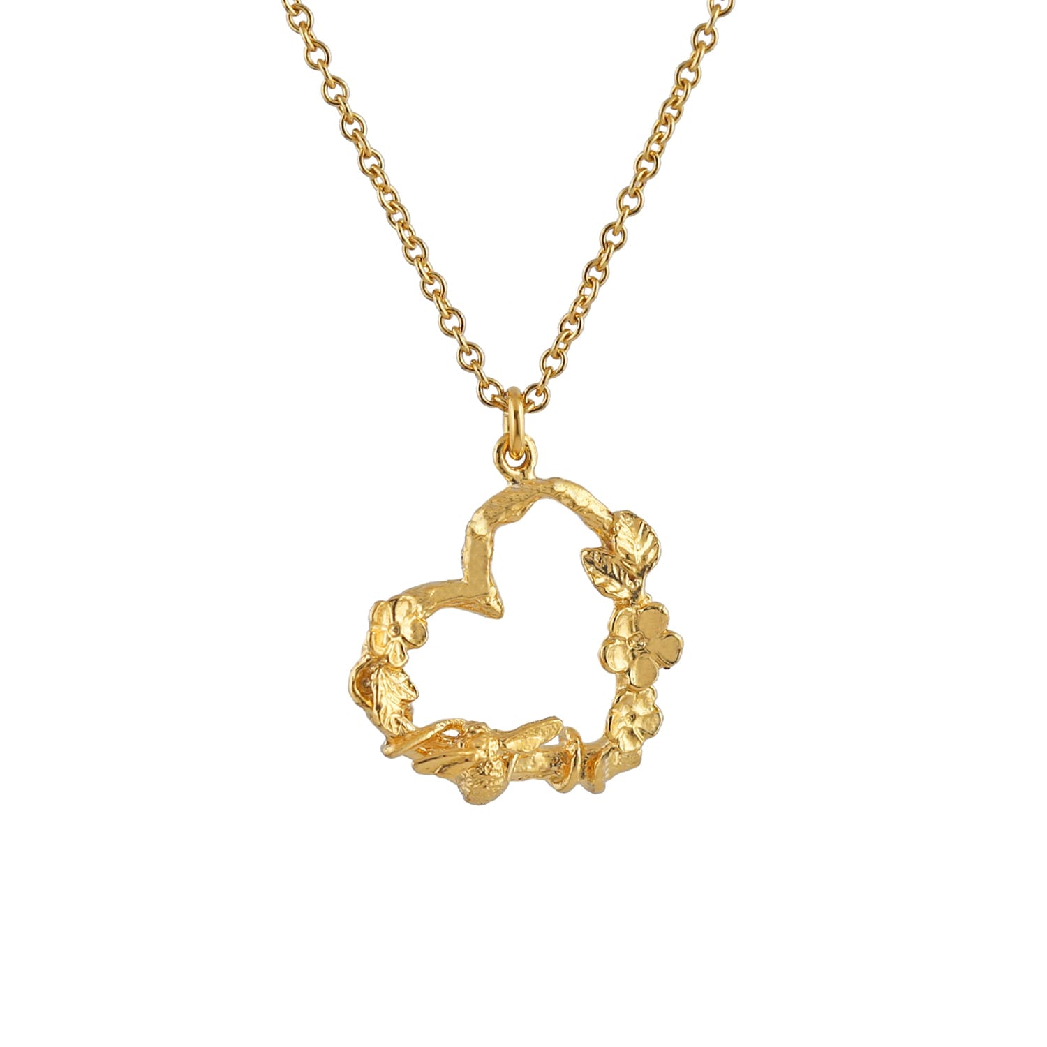 22 carat Yellow Gold Floral Heart Necklace with Itsy Bitsy Bee