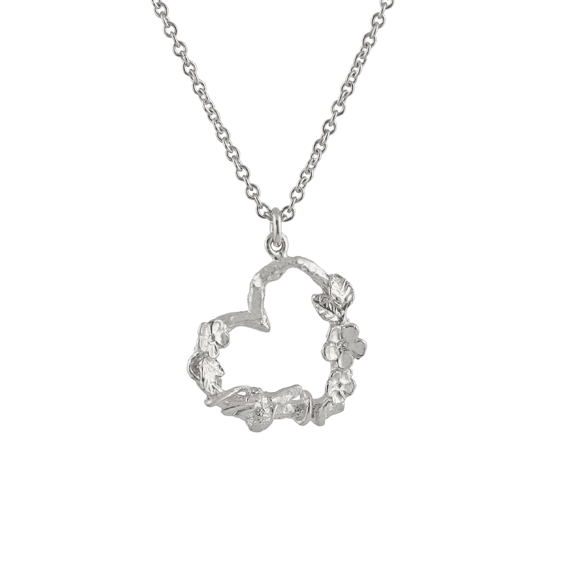 Sterling Silver Floral Heart Necklace with Itsy Bitsy Bee