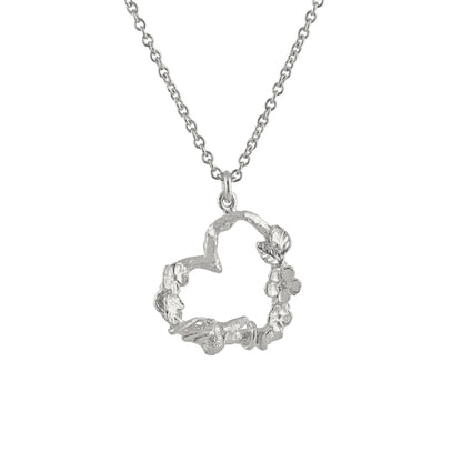 Sterling Silver Floral Heart Necklace with Itsy Bitsy Bee