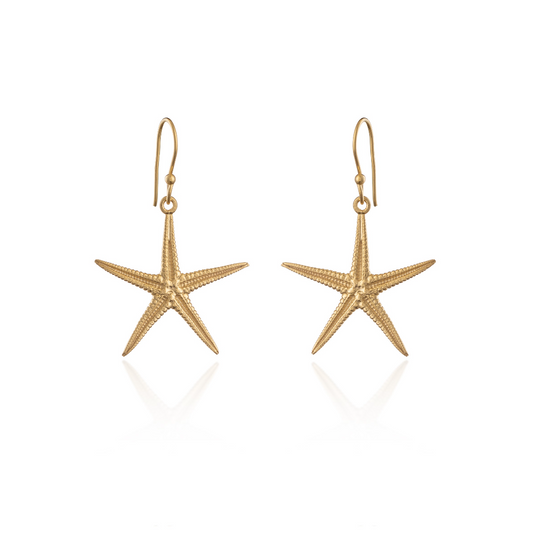18ct gold sterling silver Starfish drop earrings