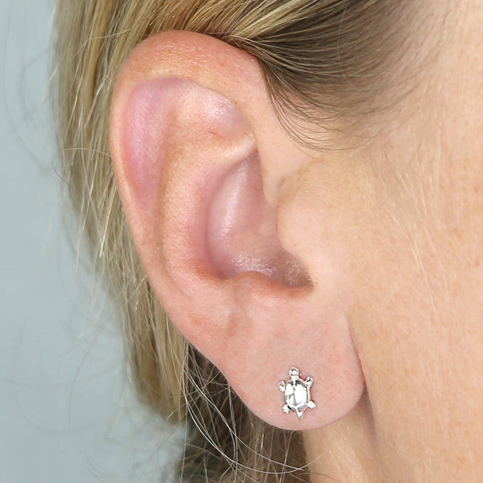 Joli Beau Sterling Silver Coastal Collection Tiny Turtle Studs