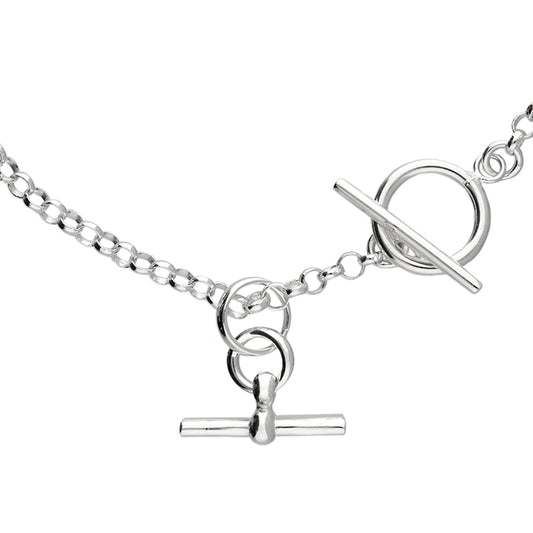 Sterling Silver Double T-Bar Classic Necklace