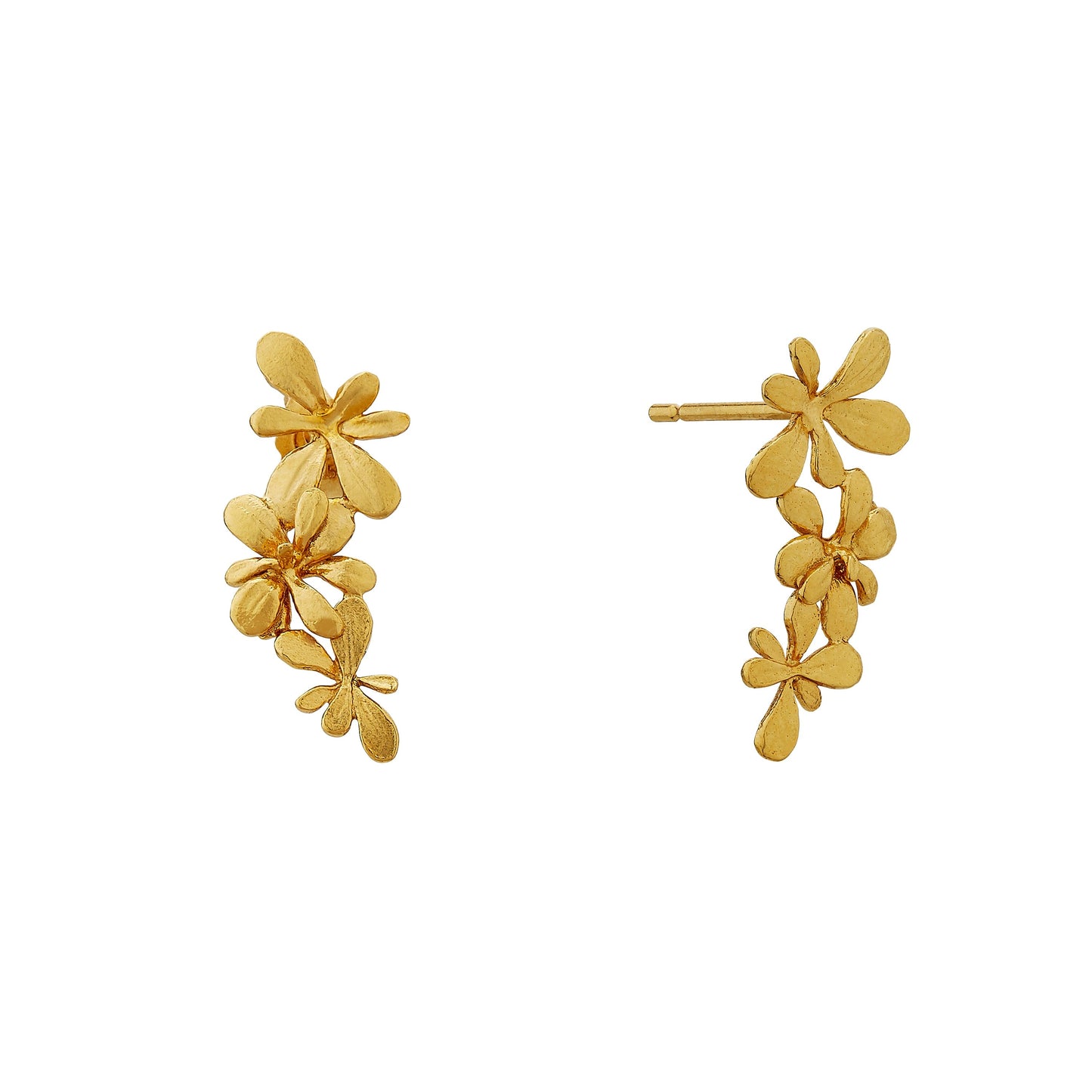22 carat Yellow Gold Vermeil Sprouting Rosette Stud Drop Earrings