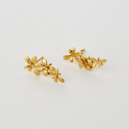 22 carat Yellow Gold Vermeil Sprouting Rosette Stud Drop Earrings