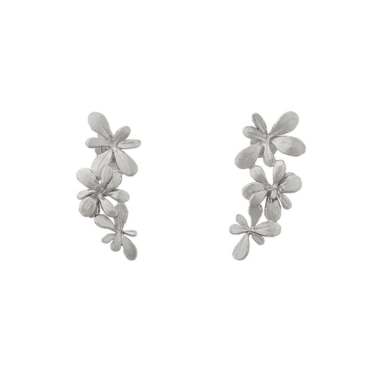 Sterling Silver Sprouting Rosette Stud Drop Earrings