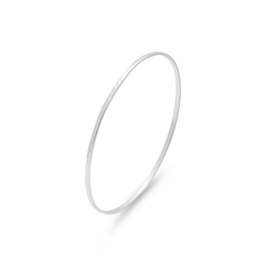 Slim Sterling Silver Hammered Bangle