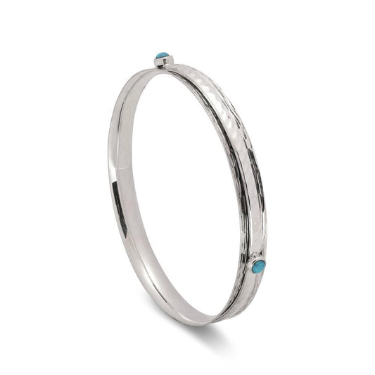 Sterling Silver Hammered Triple Opalite Spinning Ring Bangle