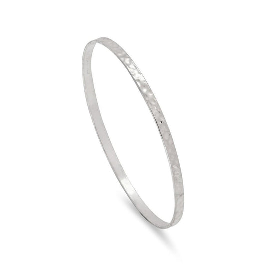 Sterling Silver Medium Hammered Round Bangle