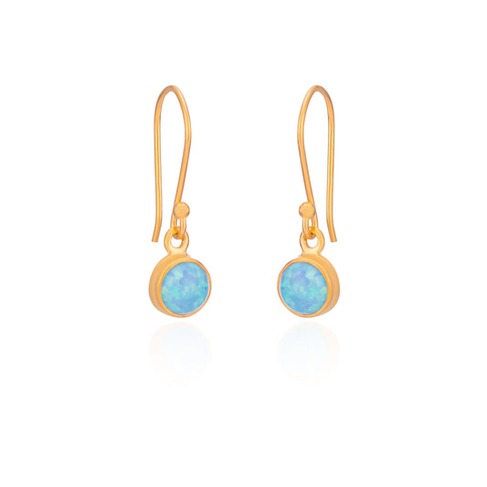 Joli Beau Sterling Silver 18ct Gold Vermeil Opal Drop Earrings