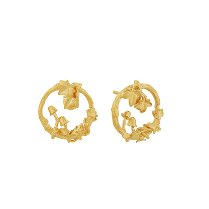 Alex Monroe 22 carat Yellow Gold Vermeil Woodland Loop Stud Earrings
