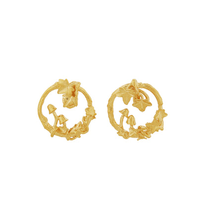 Alex Monroe 22 carat Yellow Gold Vermeil Woodland Loop Stud Earrings