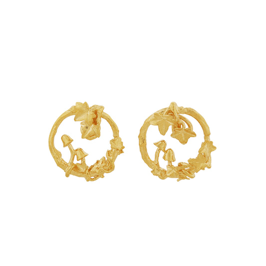Alex Monroe 22 carat Yellow Gold Vermeil Woodland Loop Stud Earrings