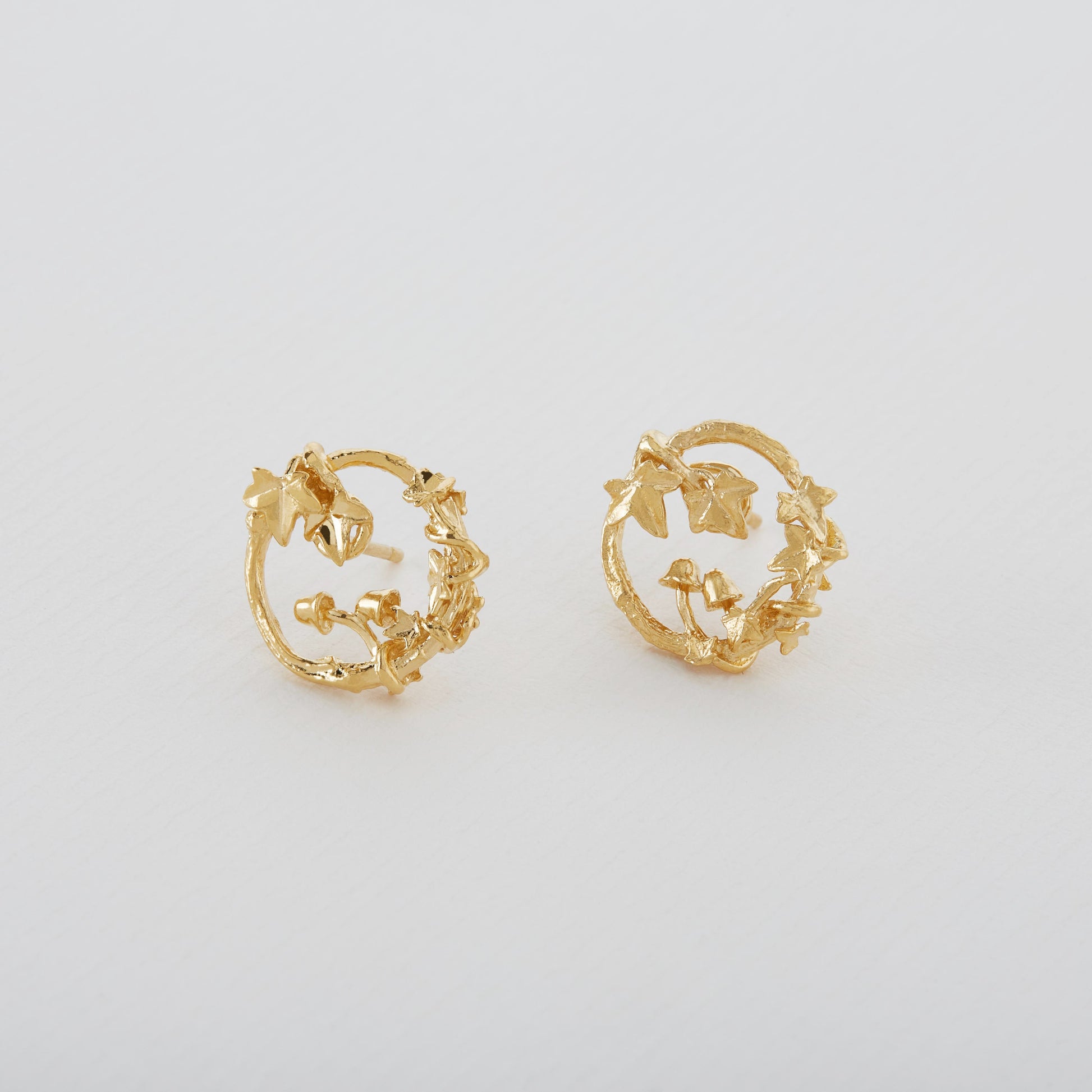 Alex Monroe 22 carat Yellow Gold Vermeil Woodland Loop Stud Earrings