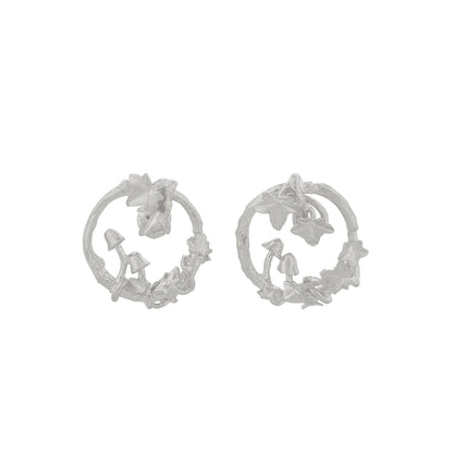 Alex Monroe Sterling Silver Woodland Loop Stud Earrings