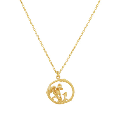 Alex Monroe 22 carat Yellow Gold Vermeil Mushroom Patch Loop Necklace