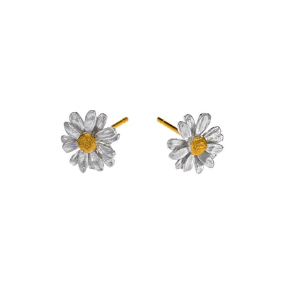 Alex Monroe Mixed Silver & Gold Vermeil Little Daisy Stud Earrings