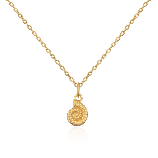 J Sterling Silver 18ct Yellow Gold Vermeil Coastal Range Ammonite Necklace