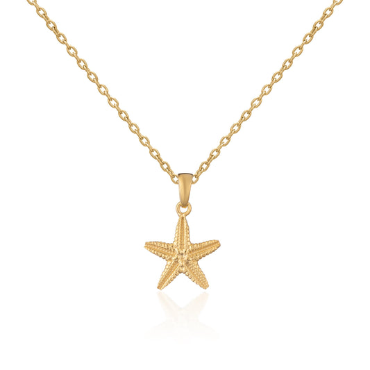 Silver 18ct gold plate small starfish necklace