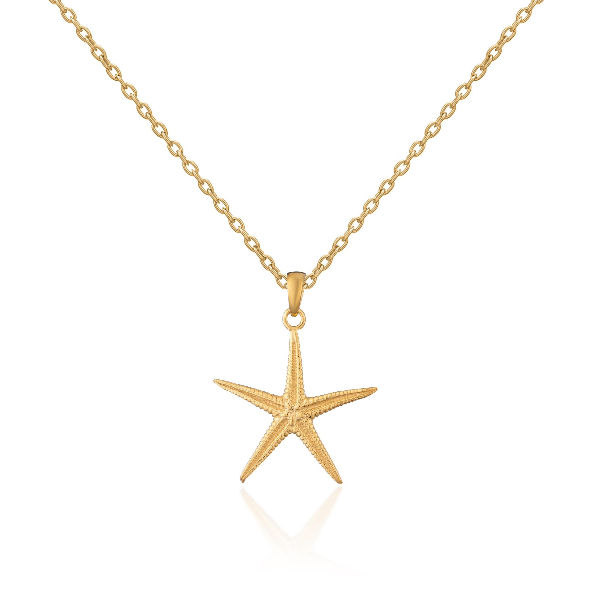 Silver gold plate starfish necklace 18inch chain