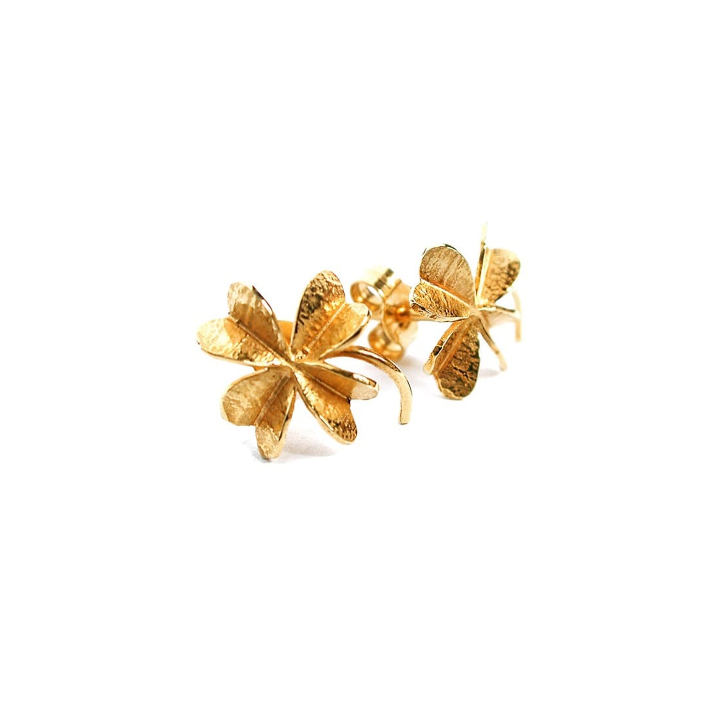 Alex Monroe 22 carat Yellow Gold Vermeil Lucky Clover Stud Earrings