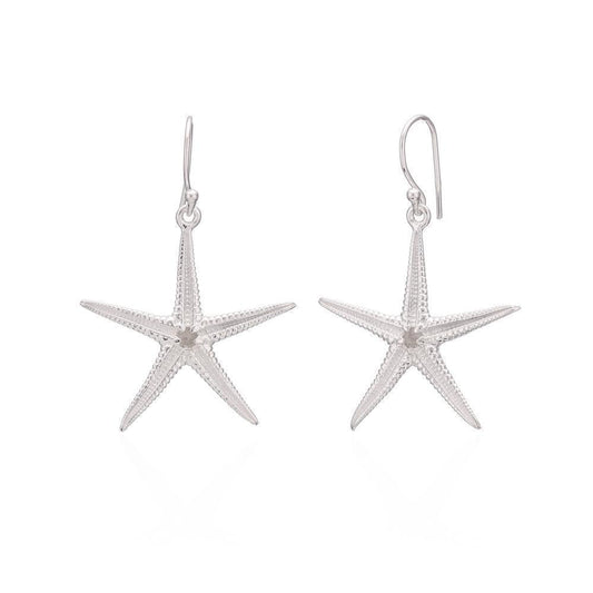 Sterling Silver Dainty Starfish Drop Hook Earrings