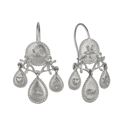Alex Monroe Sterling Silver Gratitude for Nature Girandole Earrings