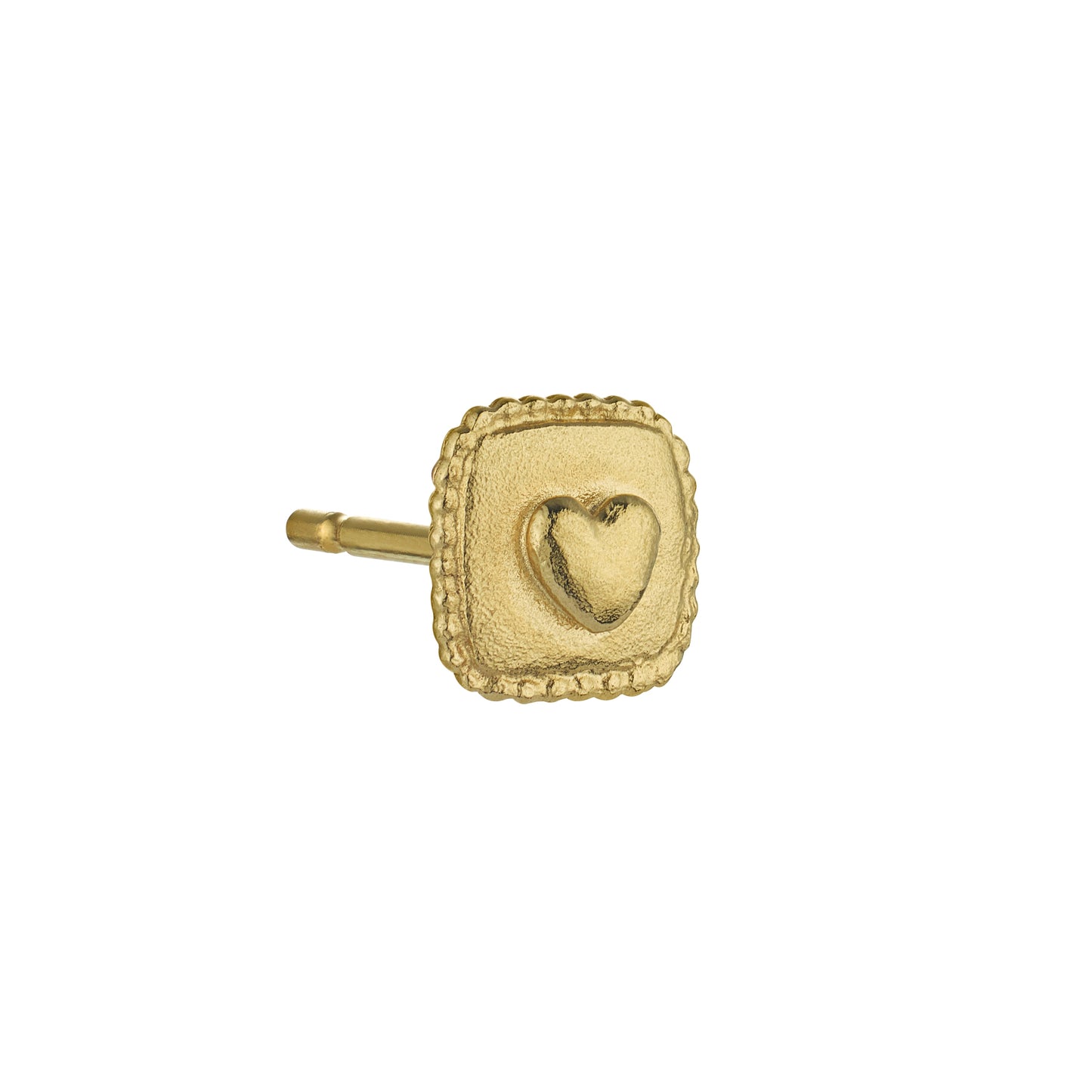 Alex Monroe 22 carat Gold Vermeil Square Ex-voto Heart Single Stud Earring