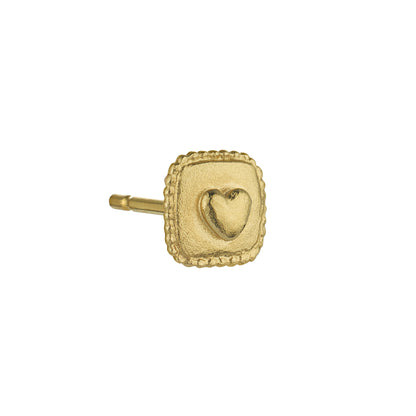 Alex Monroe 22 carat Gold Vermeil Square Ex-voto Heart Single Stud Earring