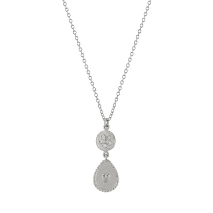 Alex Monroe Sterling Silver Love of Nature Heart & Flower Drop Necklace
