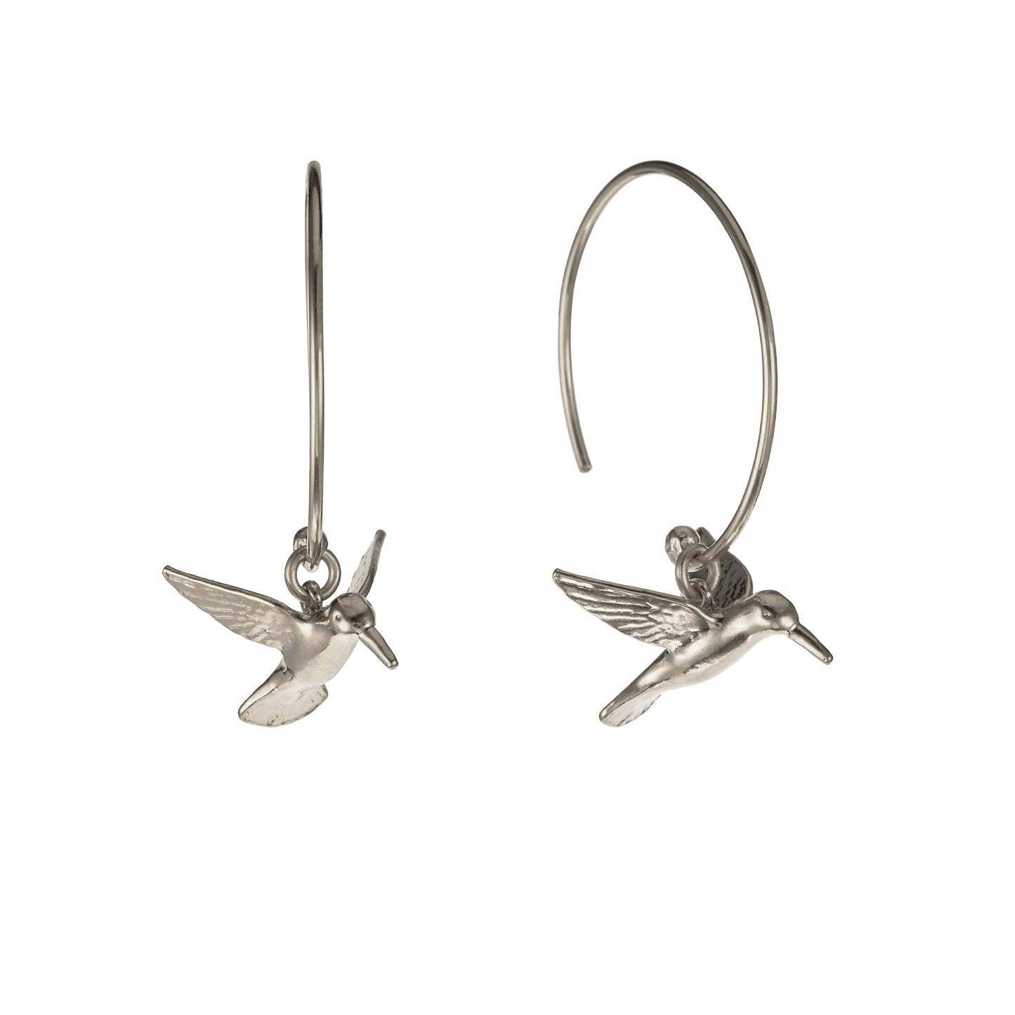Alex Monroe Sterling Silver Hummingbird Hoop Earrings