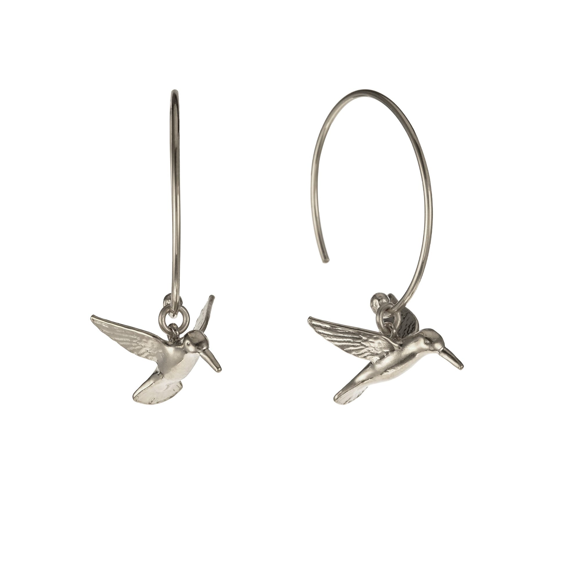 Alex Monroe Sterling Silver Hummingbird Hoop Earrings