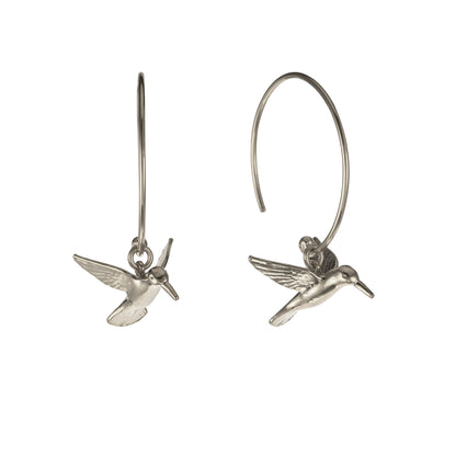 Alex Monroe Sterling Silver Hummingbird Hoop Earrings