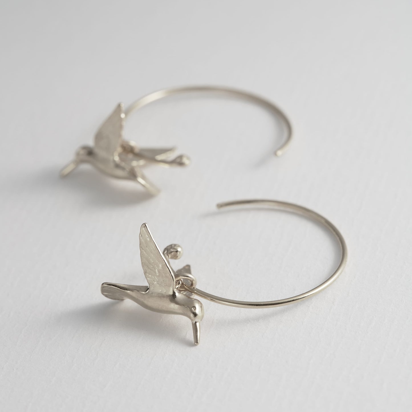 Alex Monroe Sterling Silver Hummingbird Hoop Earrings