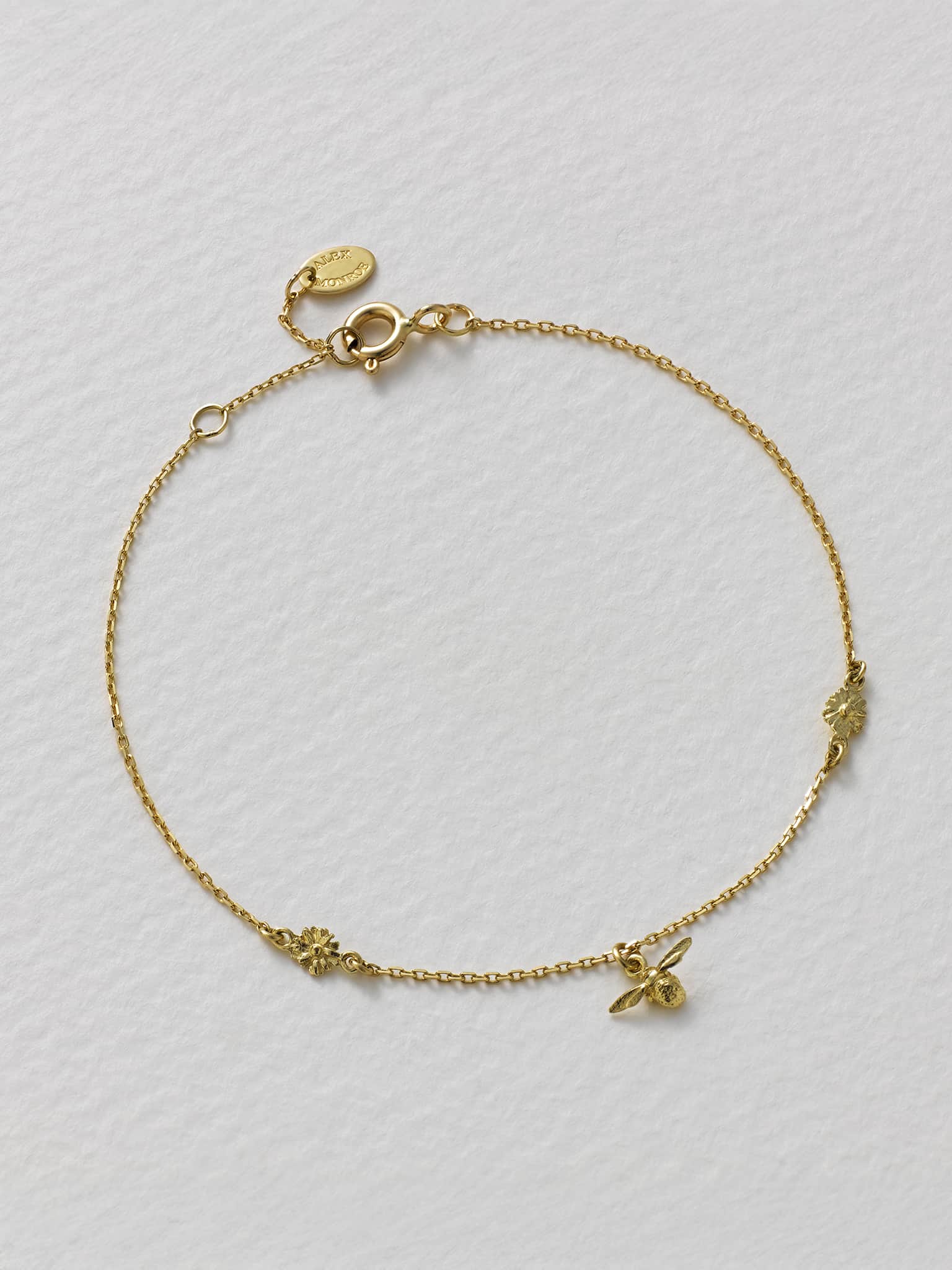 Alex Monroe 18 carat Yellow Solid Gold The Beekeeper Floral Chain Bracelet