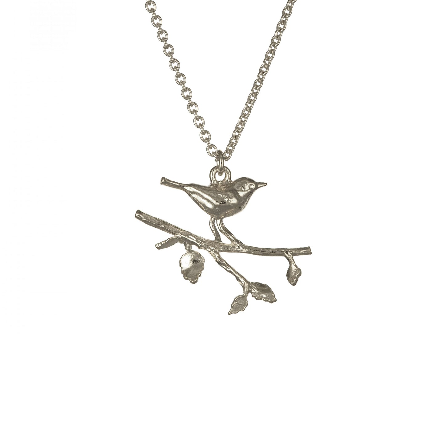 Alex Monroe Sterling Silver Perched Warbler Bird Necklace