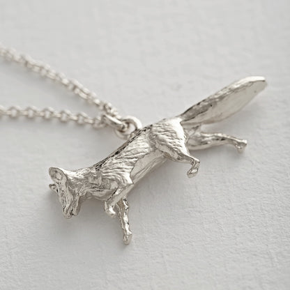 Close-up of a Alex Monroe Sterling Silver Prowling Fox Necklace