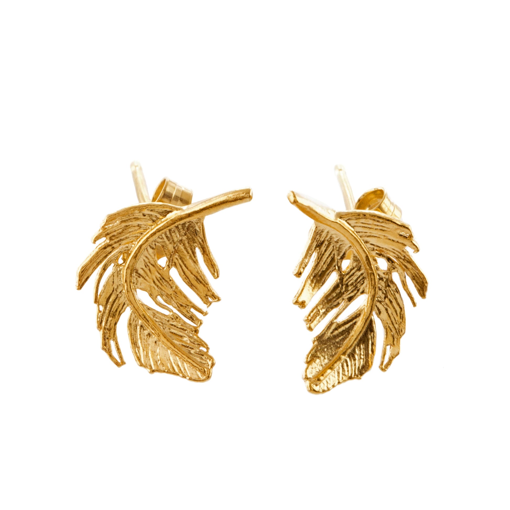 22 carat Gold Vermeil Feather Stud Earrings