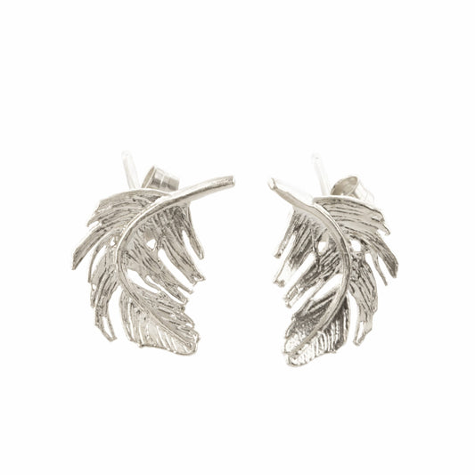 Sterling Silver Feather Stud Earrings