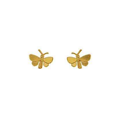Alex Monroe 22 carat Yellow Gold Tiny Butterfly Stud Earrings