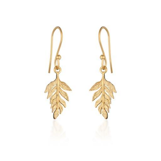 Sterling Silver 18ct Gold Vermeil Fern Earrings