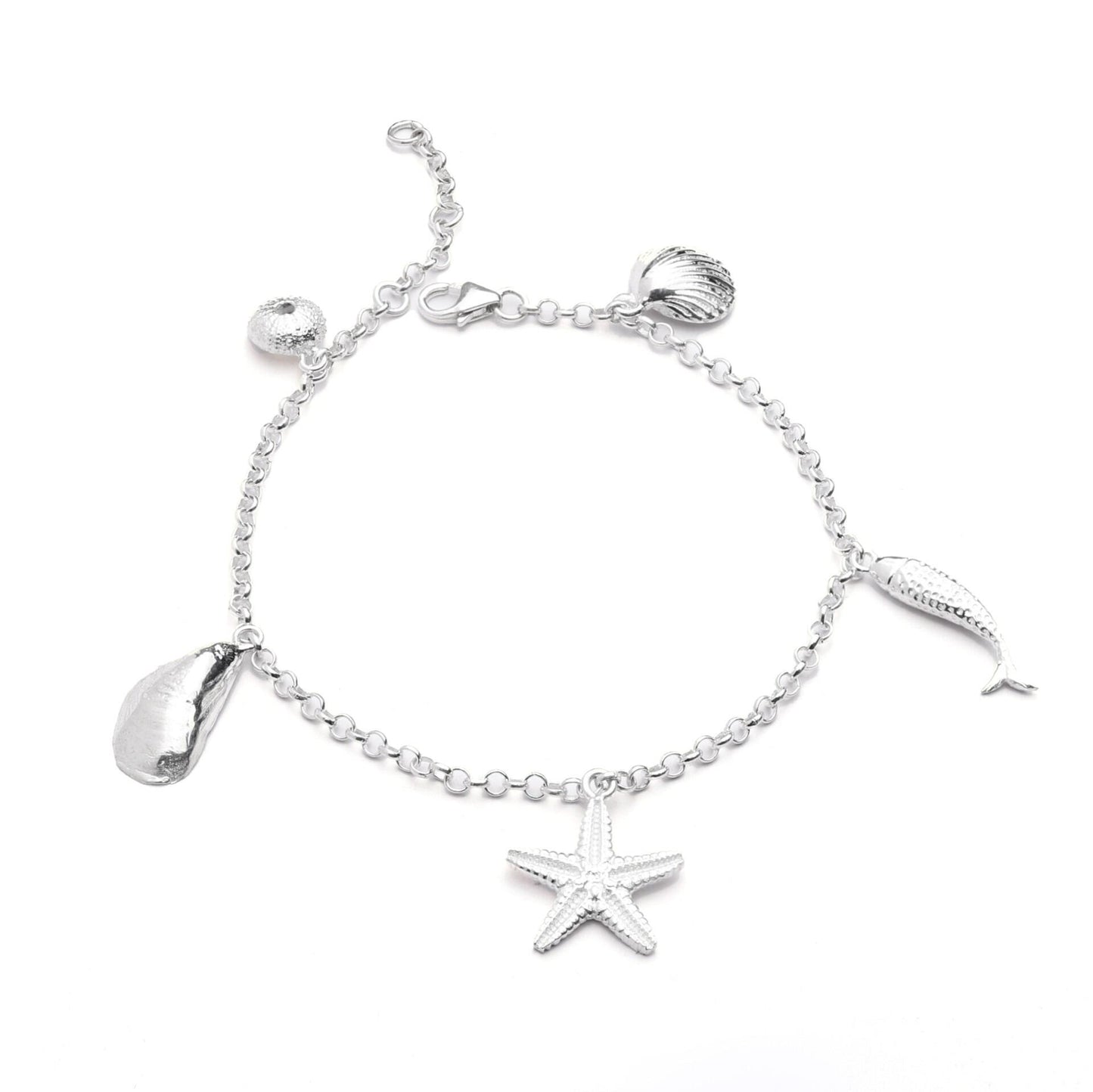 Joli Beau Sterling Silver Five Coastal Charm Sea Side Collection Bracelet